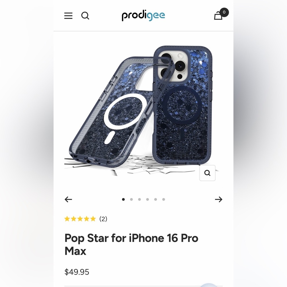 Pop Star Glitter Case for iPhone 16 Pro Max - Midnight Blue